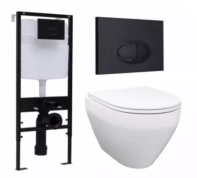 Комплект 3 в 1 инсталляция Logan H1067-1170 297674 + Унитаз подвесной Enio Cono EN2870522 + кнопка черная матовая