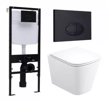 Комплект 3 в 1 инсталляция Logan H1067-1170 297674 + Унитаз подвесной Enio Binario Tornado EN4180237 + кнопка черная матовая