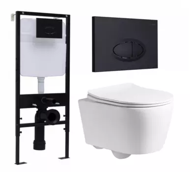 Комплект 3 в 1 инсталляция Logan H1067-1170 297674 + Унитаз подвесной CeruttiSpa Sella PP 9738 + кнопка черная матовая