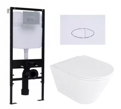 Комплект 3 в 1 инсталляция Logan H1067-1170 297674 + Унитаз подвесной Enio Cento EN4280110 + кнопка белая