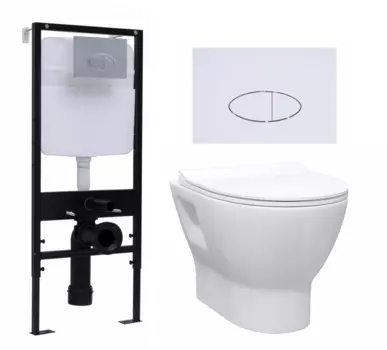 Комплект 3 в 1 инсталляция Logan H1067-1170 297674 + Унитаз подвесной Enio Nativo EN1270551 + кнопка белая