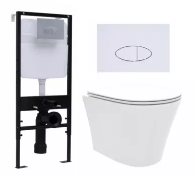 Комплект 3 в 1 инсталляция Logan H1067-1170 297674 + Унитаз подвесной Enio Neo EN5370588 + кнопка белая
