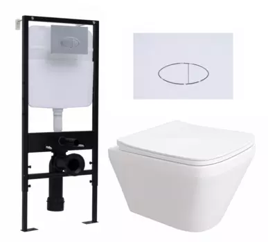 Комплект 3 в 1 инсталляция Logan H1067-1170 297674 + Унитаз подвесной Enio Vicino EN9170544 + кнопка белая