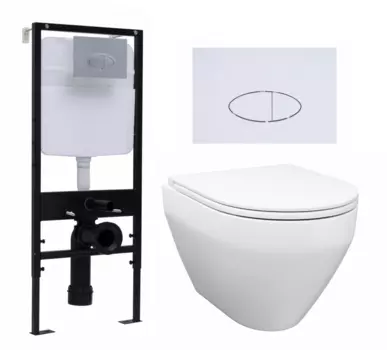 Комплект 3 в 1 инсталляция Logan H1067-1170 297674 + Унитаз подвесной Enio Cono EN2870522 + кнопка белая