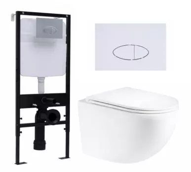 Комплект 3 в 1 инсталляция Logan H1067-1170 297674 + Унитаз подвесной Enio Unico Tornado EN2105073 + кнопка белая