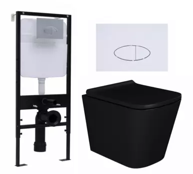 Комплект 3 в 1 инсталляция Logan H1067-1170 297674 + Унитаз подвесной Enio Binario BL черный EN4180225 + кнопка белая