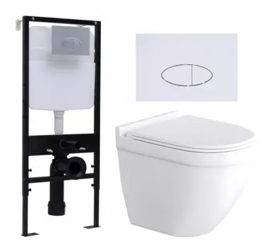 Комплект 3 в 1 инсталляция Logan H1067-1170 297674 + Унитаз подвесной Enio Pulito EN1170052 + кнопка белая