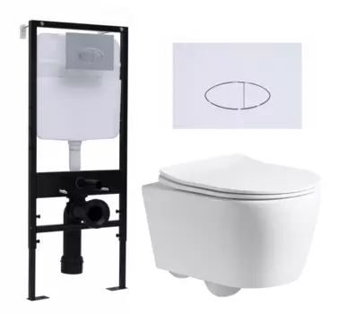 Комплект 3 в 1 инсталляция Logan H1067-1170 297674 + Унитаз подвесной CeruttiSpa Sella PP 9738 + кнопка белая