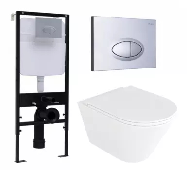 Комплект 3 в 1 инсталляция Logan H1067-1170 297674 + Унитаз подвесной Enio Cento EN4280110 + кнопка хром матовая