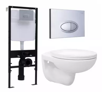 Комплект 3 в 1 инсталляция Logan H1067-1170 297674 + Унитаз подвесной Enio Ekos EN0170571 + кнопка хром матовая