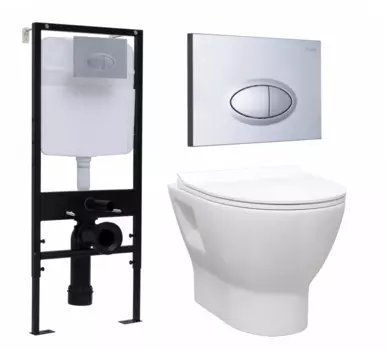 Комплект 3 в 1 инсталляция Logan H1067-1170 297674 + Унитаз подвесной Enio Nativo EN1270551 + кнопка хром матовая