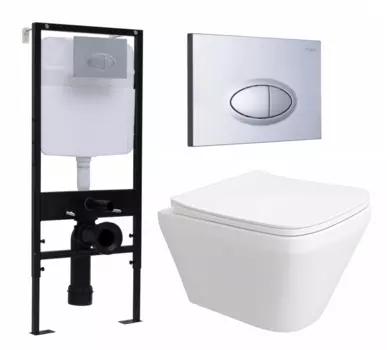 Комплект 3 в 1 инсталляция Logan H1067-1170 297674 + Унитаз подвесной Enio Vicino EN9170544 + кнопка хром матовая