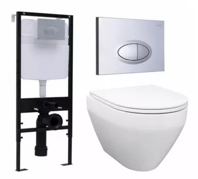 Комплект 3 в 1 инсталляция Logan H1067-1170 297674 + Унитаз подвесной Enio Cono EN2870522 + кнопка хром матовая