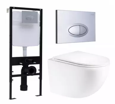 Комплект 3 в 1 инсталляция Logan H1067-1170 297674 + Унитаз подвесной Enio Unico Tornado EN2105073 + кнопка хром матовая