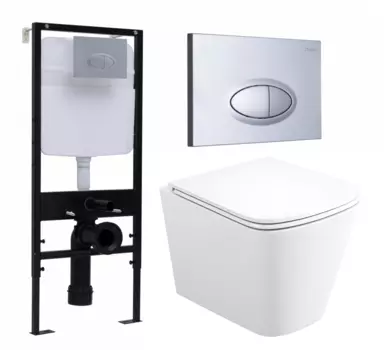 Комплект 3 в 1 инсталляция Logan H1067-1170 297674 + Унитаз подвесной Enio Binario Tornado EN4180237 + кнопка хром матовая