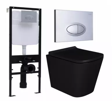 Комплект 3 в 1 инсталляция Logan H1067-1170 297674 + Унитаз подвесной Enio Binario BL черный EN4180225 + кнопка хром матовая