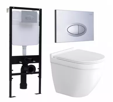Комплект 3 в 1 инсталляция Logan H1067-1170 297674 + Унитаз подвесной Enio Pulito EN1170052 + кнопка хром матовая