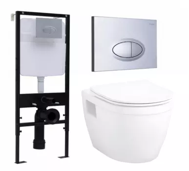 Комплект 3 в 1 инсталляция Logan H1067-1170 297674 + Унитаз подвесной Enio Bolo EN8350034 + кнопка хром матовая