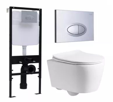 Комплект 3 в 1 инсталляция Logan H1067-1170 297674 + Унитаз подвесной CeruttiSpa Sella PP 9738 + кнопка хром матовая