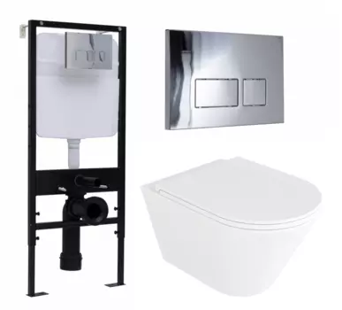 Комплект 3 в 1 инсталляция Logan H1067-1170 297674 + Унитаз подвесной Enio Cento EN4280110 + кнопка хром