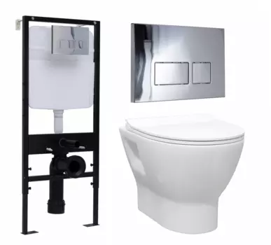 Комплект 3 в 1 инсталляция Logan H1067-1170 297674 + Унитаз подвесной Enio Nativo EN1270551 + кнопка хром