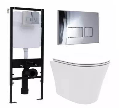 Комплект 3 в 1 инсталляция Logan H1067-1170 297674 + Унитаз подвесной Enio Neo EN5370588 + кнопка хром