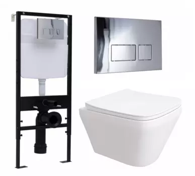 Комплект 3 в 1 инсталляция Logan H1067-1170 297674 + Унитаз подвесной Enio Vicino EN9170544 + кнопка хром