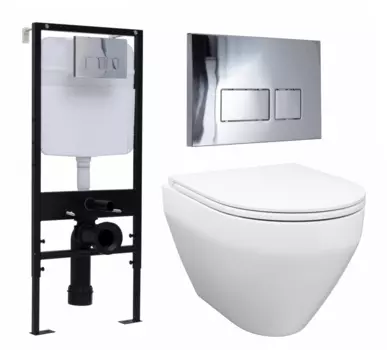 Комплект 3 в 1 инсталляция Logan H1067-1170 297674 + Унитаз подвесной Enio Cono EN2870522 + кнопка хром