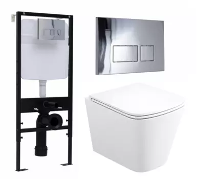 Комплект 3 в 1 инсталляция Logan H1067-1170 297674 + Унитаз подвесной Enio Binario Tornado EN4180237 + кнопка хром