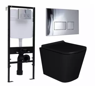 Комплект 3 в 1 инсталляция Logan H1067-1170 297674 + Унитаз подвесной Enio Binario BL черный EN4180225 + кнопка хром