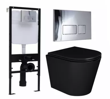 Комплект 3 в 1 инсталляция Logan H1067-1170 297674 + Унитаз подвесной Enio Cento BL черный EN4280035 + кнопка хром