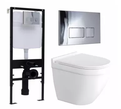 Комплект 3 в 1 инсталляция Logan H1067-1170 297674 + Унитаз подвесной Enio Pulito EN1170052 + кнопка хром