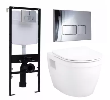 Комплект 3 в 1 инсталляция Logan H1067-1170 297674 + Унитаз подвесной Enio Bolo EN8350034 + кнопка хром