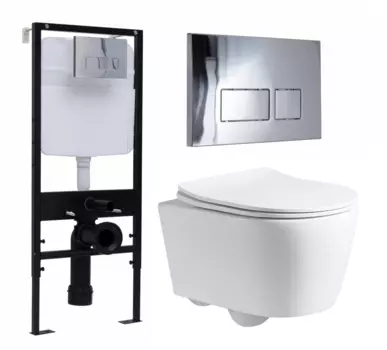 Комплект 3 в 1 инсталляция Logan H1067-1170 297674 + Унитаз подвесной CeruttiSpa Sella PP 9738 + кнопка хром