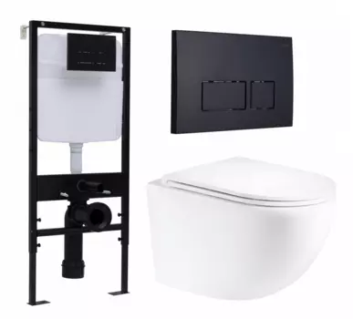 Комплект 3 в 1 инсталляция Logan H1067-1170 297674 + Унитаз подвесной Enio Unico Tornado EN2105073 + кнопка черная матовая