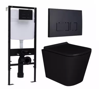 Комплект 3 в 1 инсталляция Logan H1067-1170 297674 + Унитаз подвесной Enio Binario BL черный EN4180225 + кнопка черная матовая