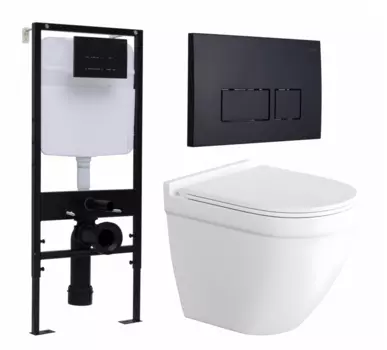 Комплект 3 в 1 инсталляция Logan H1067-1170 297674 + Унитаз подвесной Enio Pulito EN1170052 + кнопка черная матовая