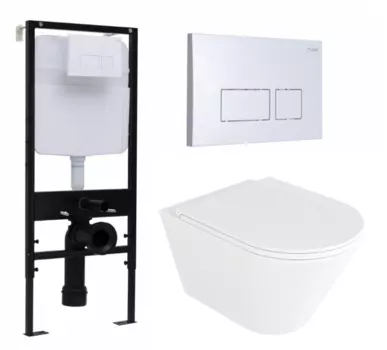 Комплект 3 в 1 инсталляция Logan H1067-1170 297674 + Унитаз подвесной Enio Cento EN4280110 + кнопка белая