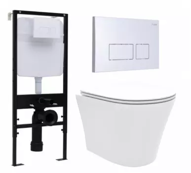 Комплект 3 в 1 инсталляция Logan H1067-1170 297674 + Унитаз подвесной Enio Neo EN5370588 + кнопка белая