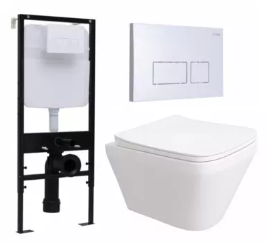 Комплект 3 в 1 инсталляция Logan H1067-1170 297674 + Унитаз подвесной Enio Vicino EN9170544 + кнопка белая