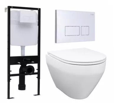 Комплект 3 в 1 инсталляция Logan H1067-1170 297674 + Унитаз подвесной Enio Cono EN2870522 + кнопка белая