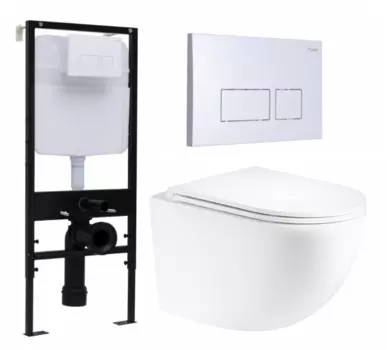 Комплект 3 в 1 инсталляция Logan H1067-1170 297674 + Унитаз подвесной Enio Unico Tornado EN2105073 + кнопка белая