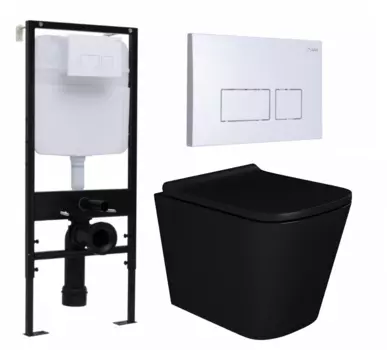Комплект 3 в 1 инсталляция Logan H1067-1170 297674 + Унитаз подвесной Enio Binario BL черный EN4180225 + кнопка белая