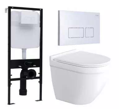 Комплект 3 в 1 инсталляция Logan H1067-1170 297674 + Унитаз подвесной Enio Pulito EN1170052 + кнопка белая