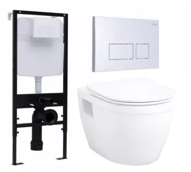 Комплект 3 в 1 инсталляция Logan H1067-1170 297674 + Унитаз подвесной Enio Bolo EN8350034 + кнопка белая
