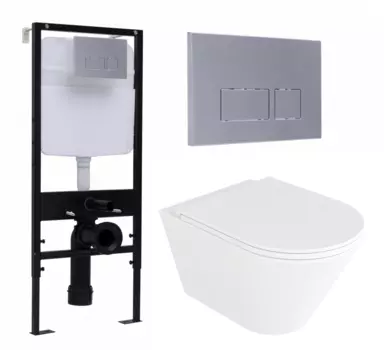 Комплект 3 в 1 инсталляция Logan H1067-1170 297674 + Унитаз подвесной Enio Cento EN4280110 + кнопка хром матовая