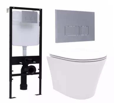 Комплект 3 в 1 инсталляция Logan H1067-1170 297674 + Унитаз подвесной Enio Neo EN5370588 + кнопка хром матовая