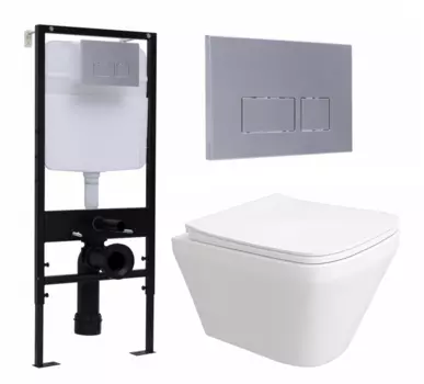 Комплект 3 в 1 инсталляция Logan H1067-1170 297674 + Унитаз подвесной Enio Vicino EN9170544 + кнопка хром матовая