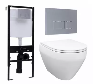 Комплект 3 в 1 инсталляция Logan H1067-1170 297674 + Унитаз подвесной Enio Cono EN2870522 + кнопка хром матовая