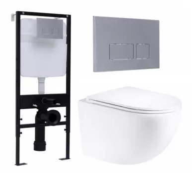 Комплект 3 в 1 инсталляция Logan H1067-1170 297674 + Унитаз подвесной Enio Unico Tornado EN2105073 + кнопка хром матовая
